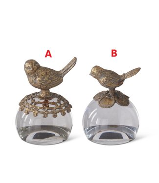 3.75 Inch Gold Metal & Glass Paperweight - Sold Individually