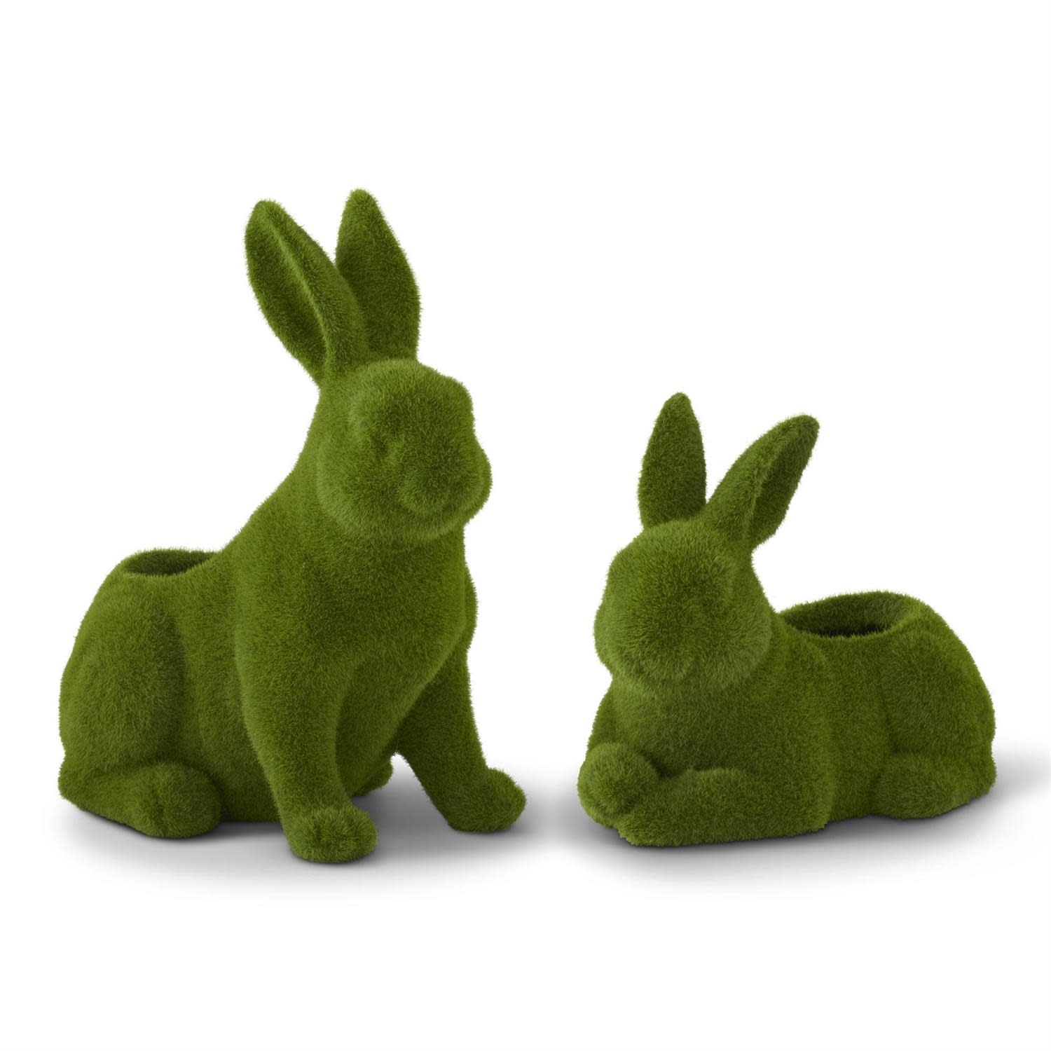 Resin Green Flocked Mossy Rabbit Container with Drains - Sold ...