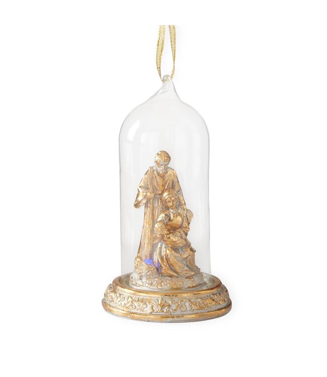5 Inch LED Gold Nativity Cloche Ornament - Sold Individually