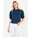 Jane Poplin Puff Sleeve Knit Top