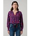 Ramsay Abstract Weylin Split Neck Tassel Blouse