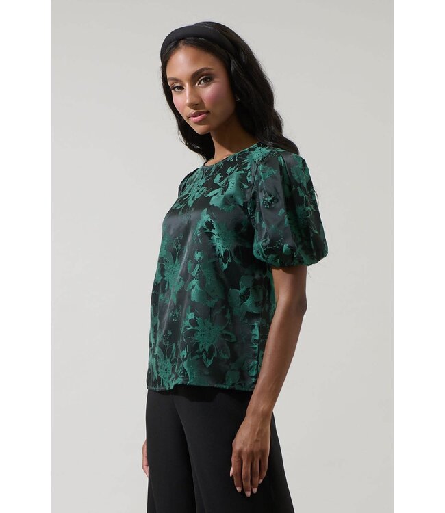 Palmina Jacquard Puff Sleeve Top