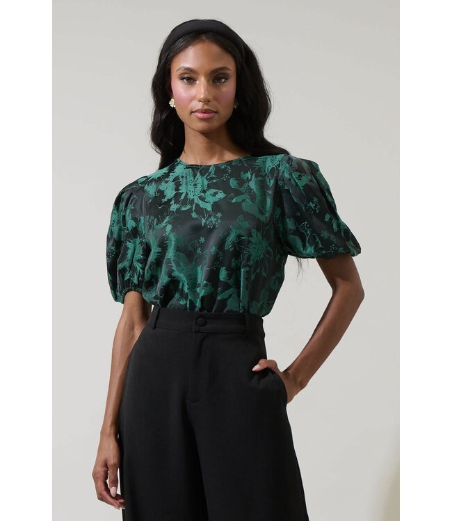 Palmina Jacquard Puff Sleeve Top