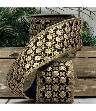 2.5" x 5yds Metallic Dupion Sequin Trim, Black