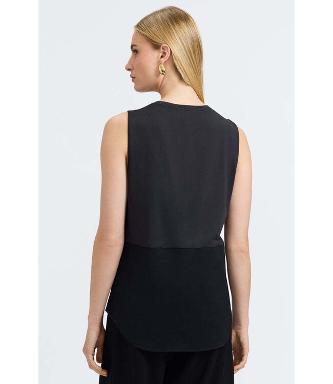 Jesse Knit-Woven Crew Cut Sleeveless Layering Tank