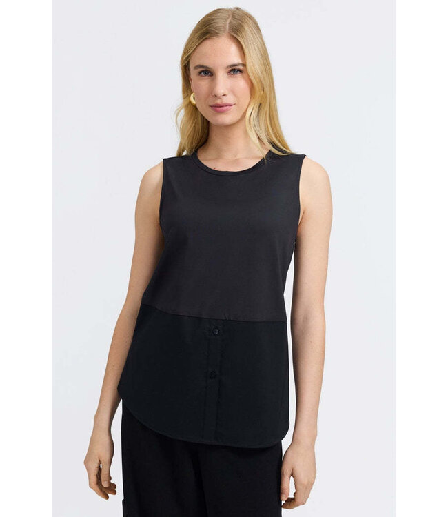 Jesse Knit-Woven Crew Cut Sleeveless Layering Tank