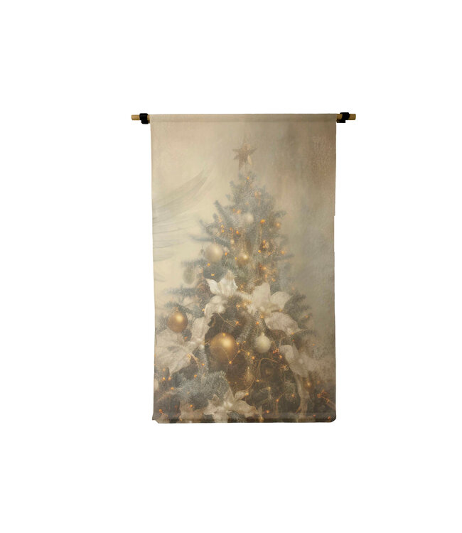 Small Vertical Canvas Scroll Neutral Christmas Tree DS