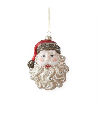 5 Inch Vintage Glass Santa Head Ornament