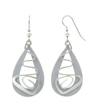 SILVER FOREST Silvertone Teardrops Crazy Coil Earrings