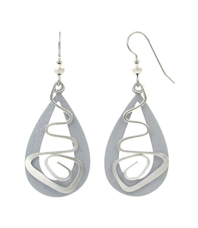 SILVER FOREST Silvertone Teardrops Crazy Coil Earrings