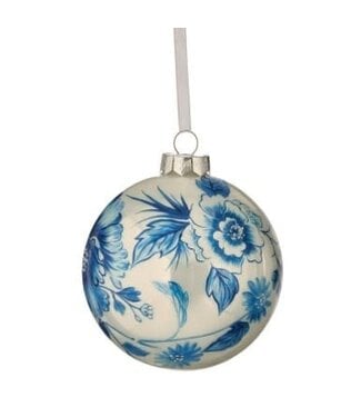 4" Glass Floral Rose Print Ornament