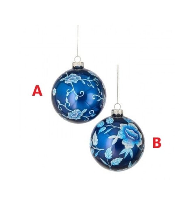 Floral Pattern Ball Ornament - Sold Individually