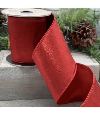 4" x 10yds Faux Metallic Dupion Fused Back, Red