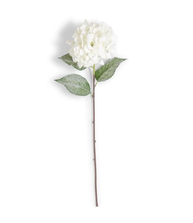34" White Glittered Hydrangea Stem
