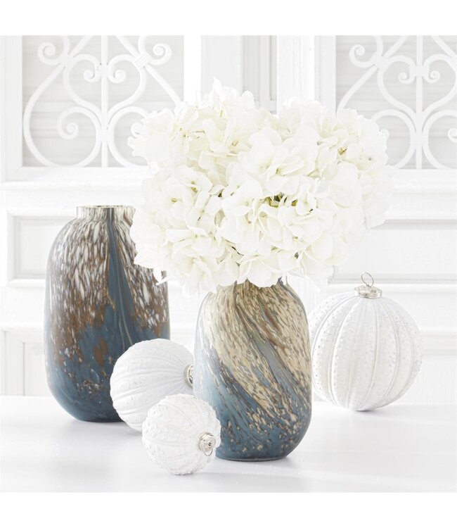 34" White Glittered Hydrangea Stem