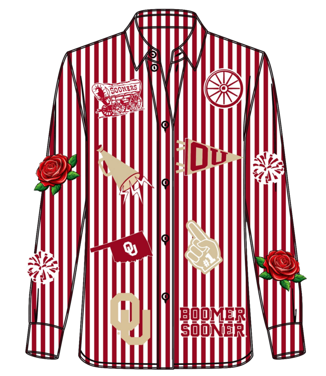 Emily Licensed Oklahoma Mini Icon Striped Button Down