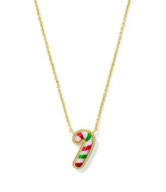 KENDRA SCOTT Candy Cane Short Pendant Necklace Gold Red Green Mix