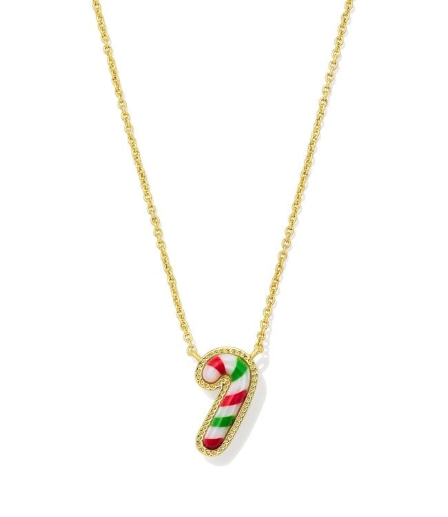 KENDRA SCOTT Candy Cane Short Pendant Necklace Gold Red Green Mix