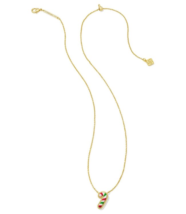 KENDRA SCOTT Candy Cane Short Pendant Necklace Gold Red Green Mix