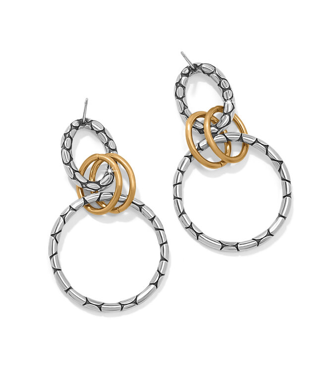 BRIGHTON Pebble Link Two Tone Post Drop Earrings