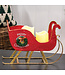 Distressed Red Metal Merry Christmas Sleigh with Wreath