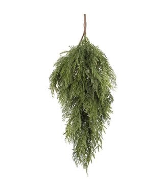 36" Glittered Ultra Deluxe Mixed Cedar Teardrop Green