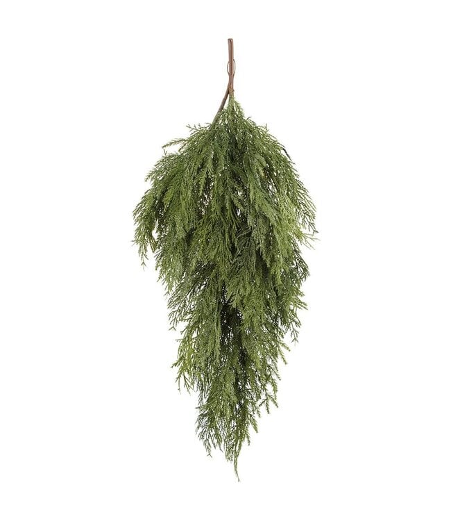 36" Glittered Ultra Deluxe Mixed Cedar Teardrop Green