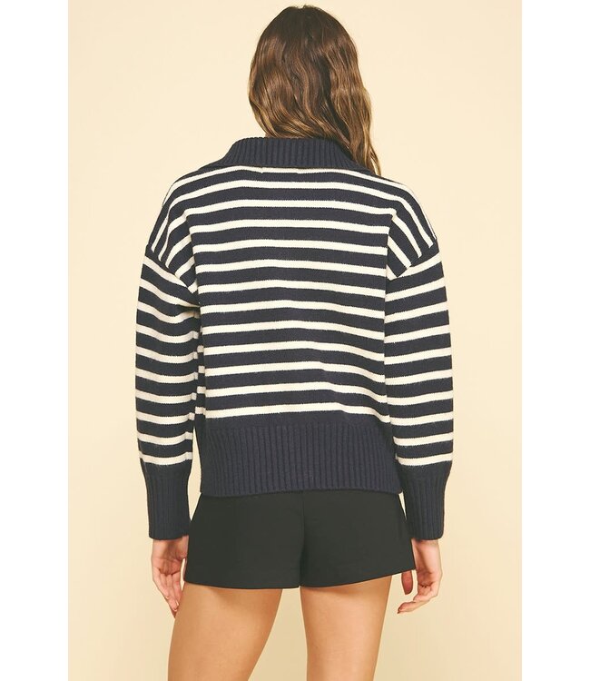 Jane Striped Zip Up Sweater