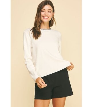 Ivy Jewel Detailed Neck Knit Sweater