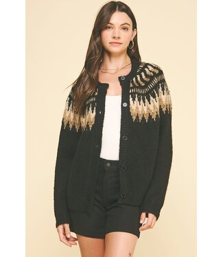 Zoey Vintage Geometric Pattern Cardigan