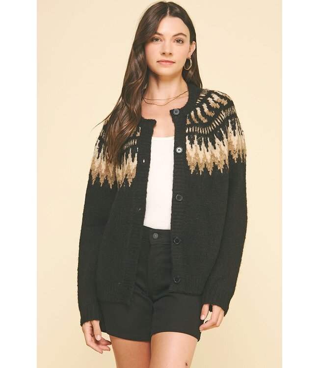 Zoey Vintage Geometric Pattern Cardigan