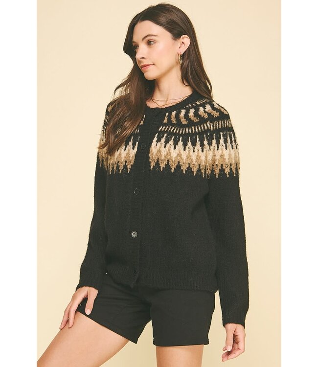 Zoey Vintage Geometric Pattern Cardigan