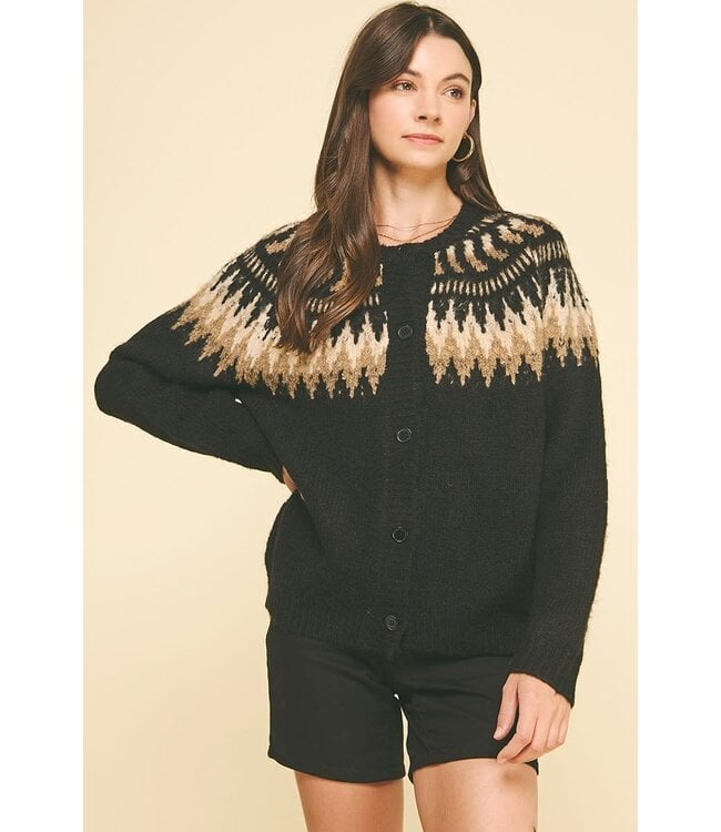 Zoey Vintage Geometric Pattern Cardigan