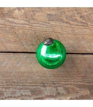Antique Shiny Emerald Glass Ball Ornament, Medium