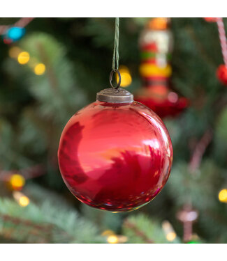 Antique Shiny Ruby Glass Ball Ornament, Medium