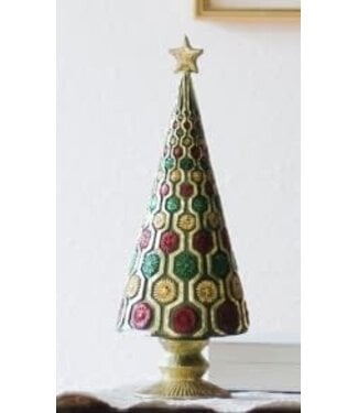 13" Kalliste Cone Tree with Star Traditional Green
