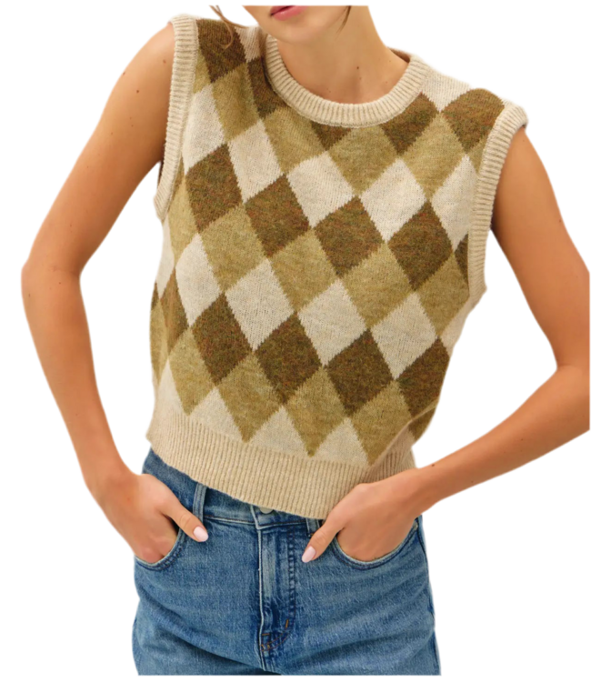 Karyll Argyle Wool Blended Sweater Vest