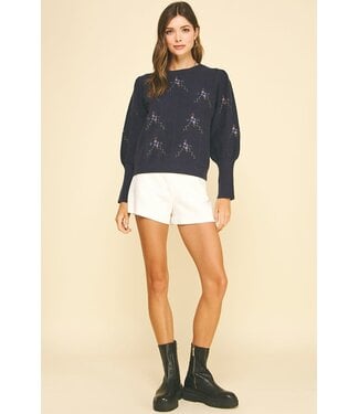 Lillian Floral Embroidered Knit Sweater