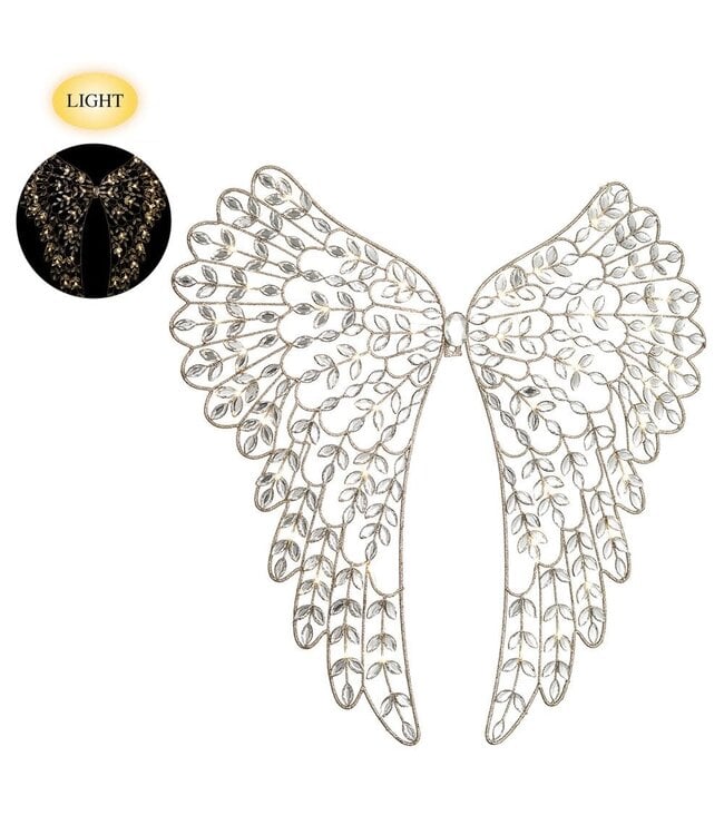 27" Glittered Rhinestone Angel Wing - Clear Gold