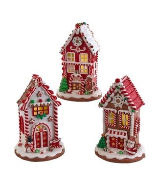 8.5" Battery Operated Light Up Red and White House