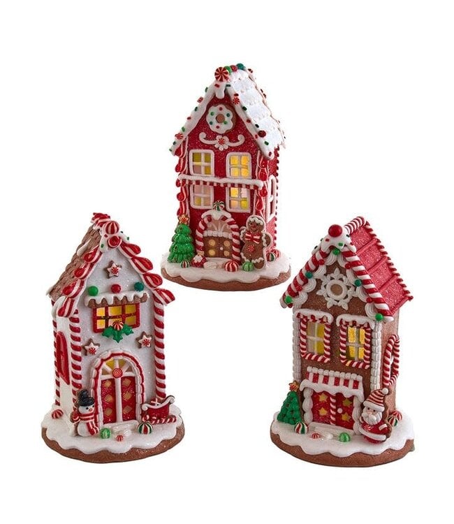 8.5" Battery Operated Light Up Red and White House