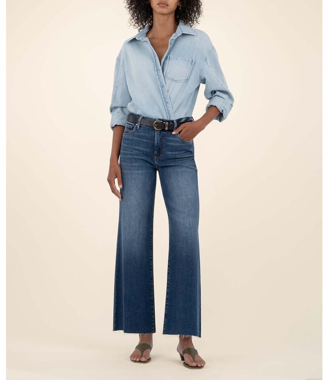 KUT FROM THE KLOTH Meg High Rise Fab Ab Wide Leg Raw Hem, Long