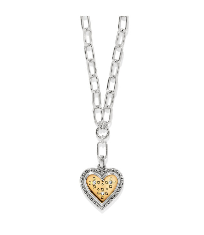 BRIGHTON Mosaic Heart Two Tone Necklace