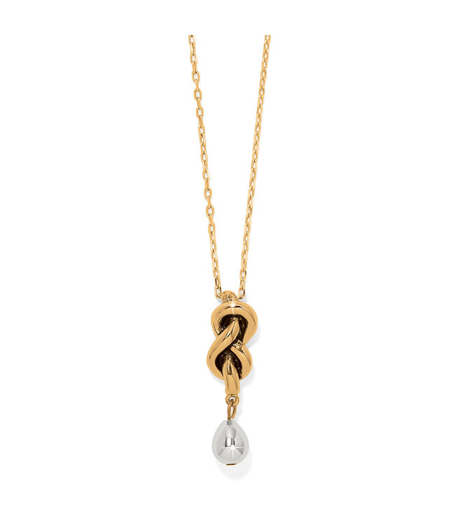 BRIGHTON Interlok Single Knot Drop Two Tone Necklace