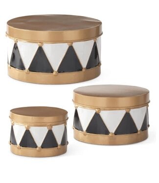 Black & White Harlequin Metal Drum Container