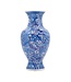 14" Blue & White Crane & Flowers Chinoiserie Ceramic Vase
