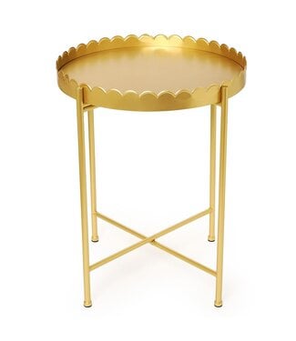 Gold Scalloped Edge Round Side/Accent Table