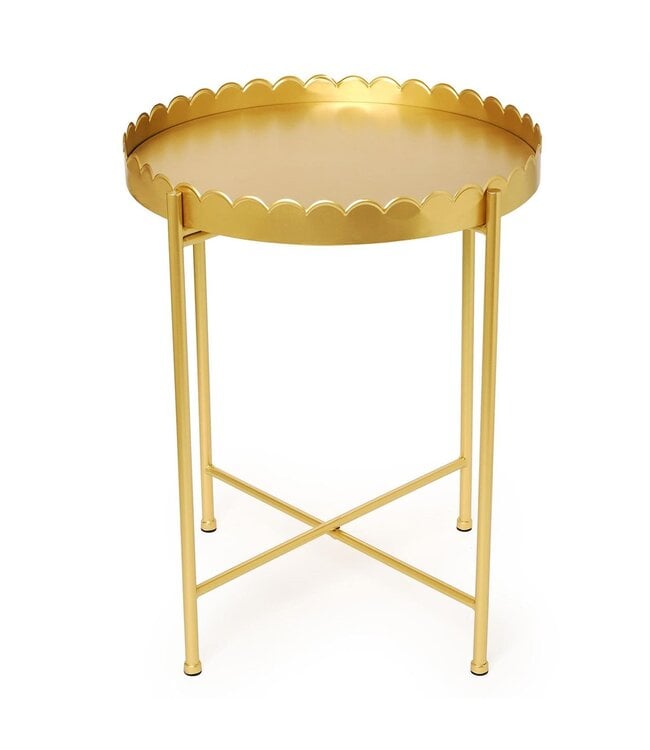 Gold Scalloped Edge Round Side/Accent Table