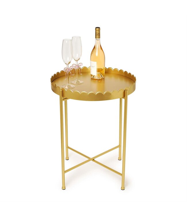 Gold Scalloped Edge Round Side/Accent Table
