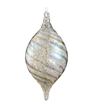 7.5” Mercury Glass Finial Ornament Silver Iridescent